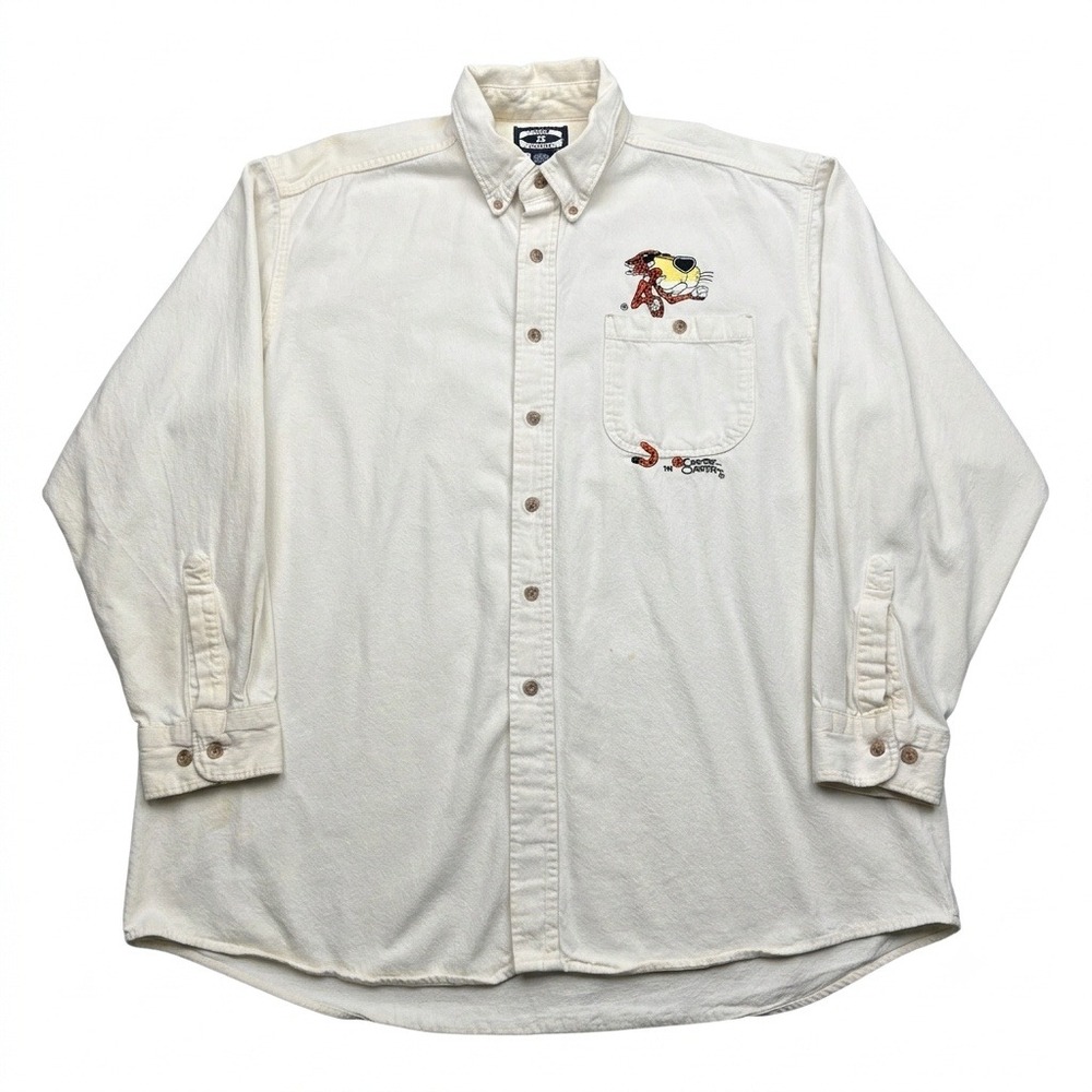 Vintage 90s Chester Cheetah Cheetos Embroidered Promo Button Down Shirt XL USA